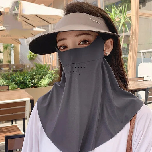 Sunscreen Mask Traceless for Women Imitation Ice Silk Anti-ultraviolet Summer Breathable Thin Cover Face ﻿