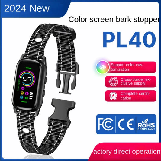 Smart Anti-Bark Collar with Color Screen-Auto-Sensing Training System (3Safe Modes), Rechargeable & Waterproof (Global Hot Sale)